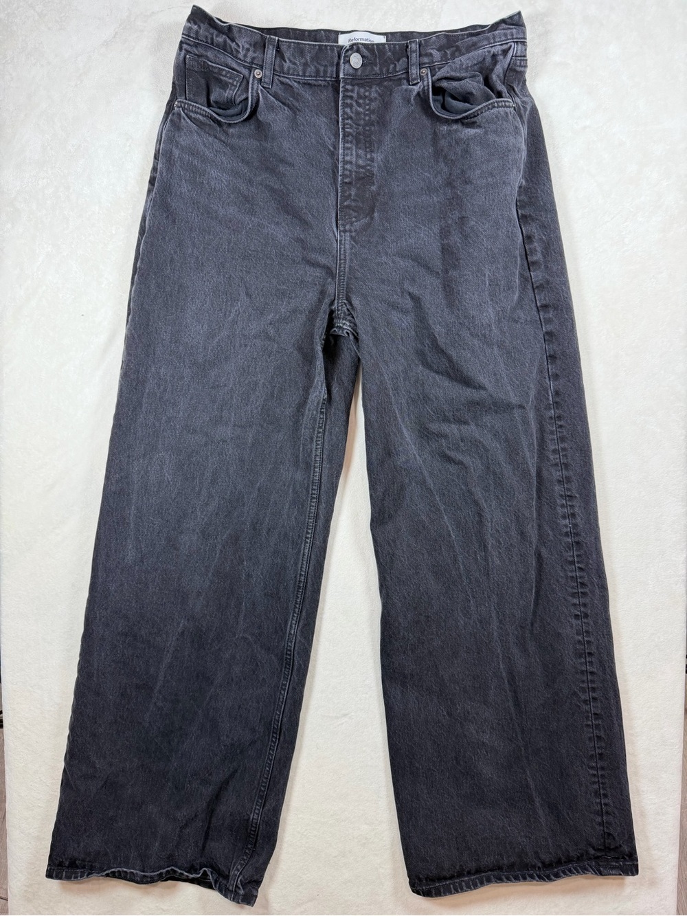 Reformation 31W Cary High Rise Slouchy Wide Leg Jeans in Washed Black